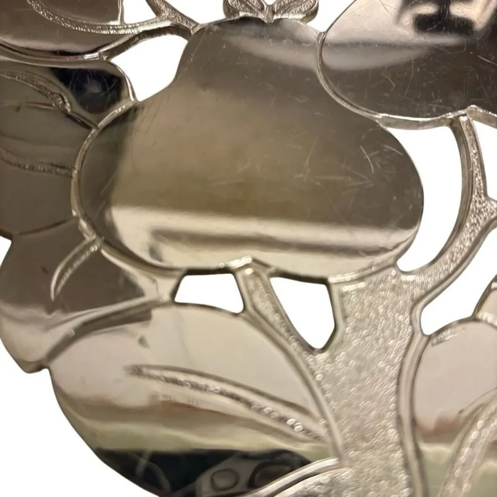 Vintage Pear Tree Silver Tone Trivet Japan